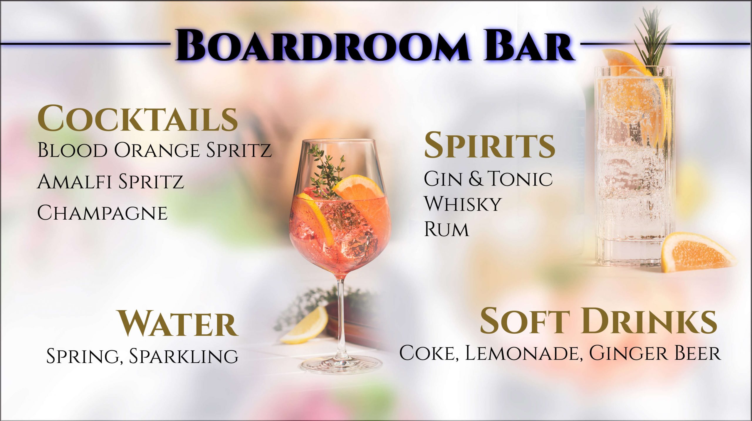 Boardroom Bar Menu